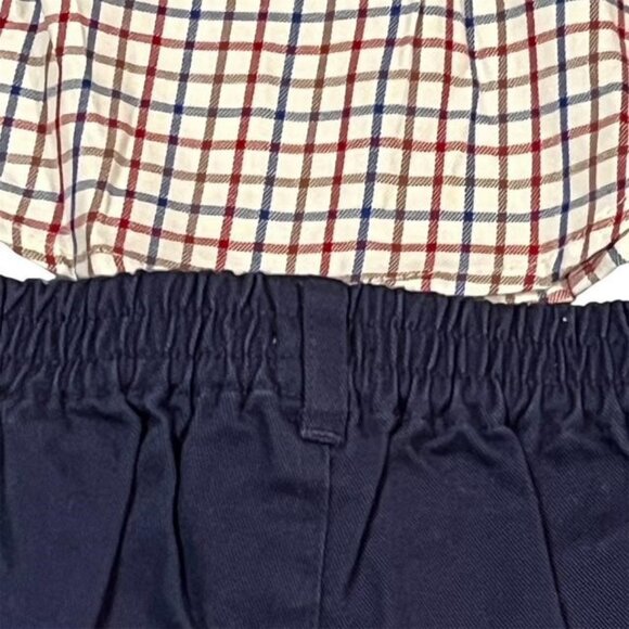 CHAPS Newborn Collection Baby Boy 2 Piece Plaid Shirt And Navy Pants Set NWT - Picture 9 of 9